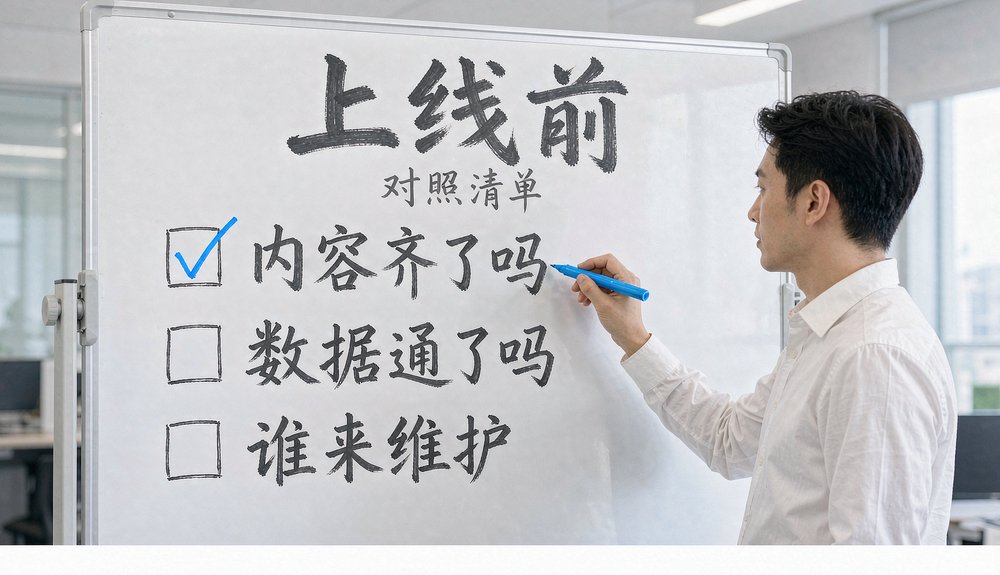 企业负责人在改版上线前对照清单逐项检查