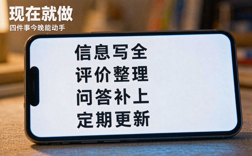 手机待办清单上四件事：信息写全、评价整理、问答补上、定期更新
