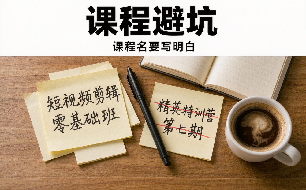 机构运营在桌面便签上改课程名,代号课程被红笔划掉