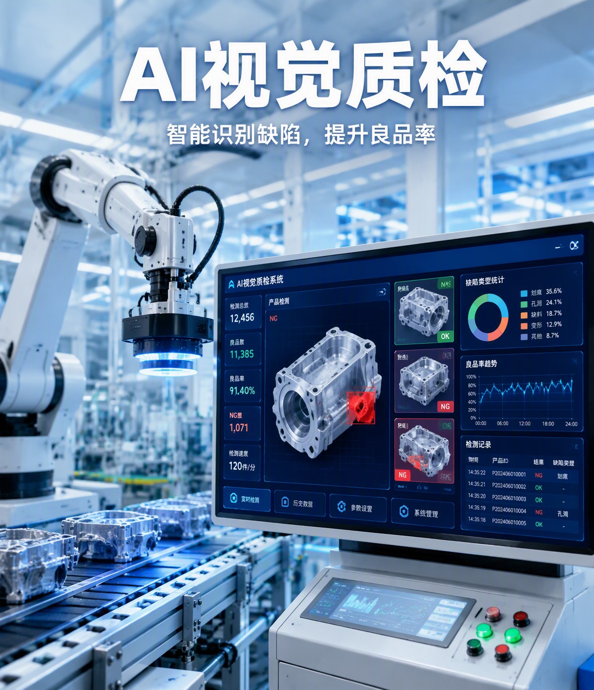 AI视觉质检 - 智能识别缺陷，提升良品率