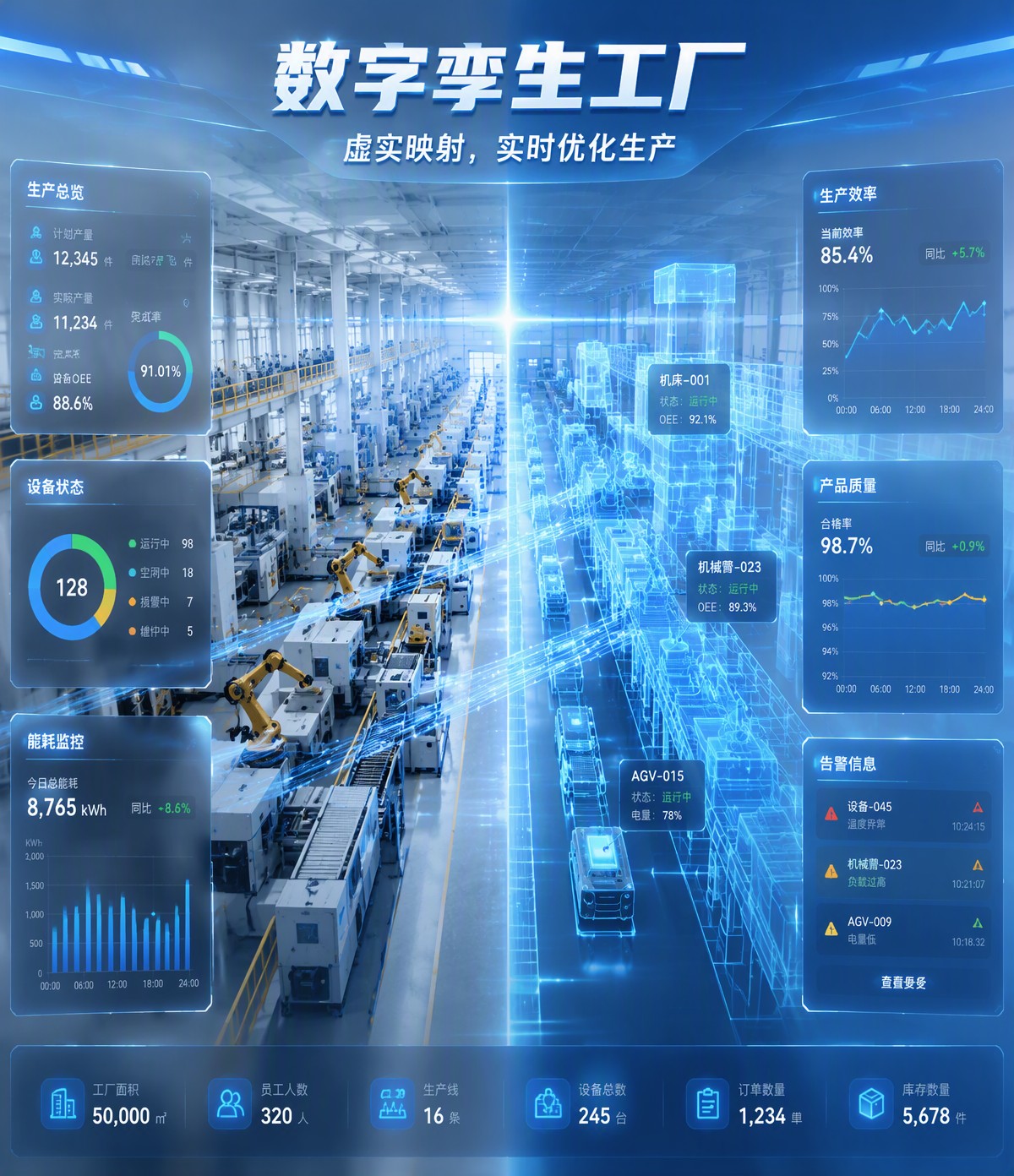 数字孪生工厂 - 虚实映射，实时优化生产