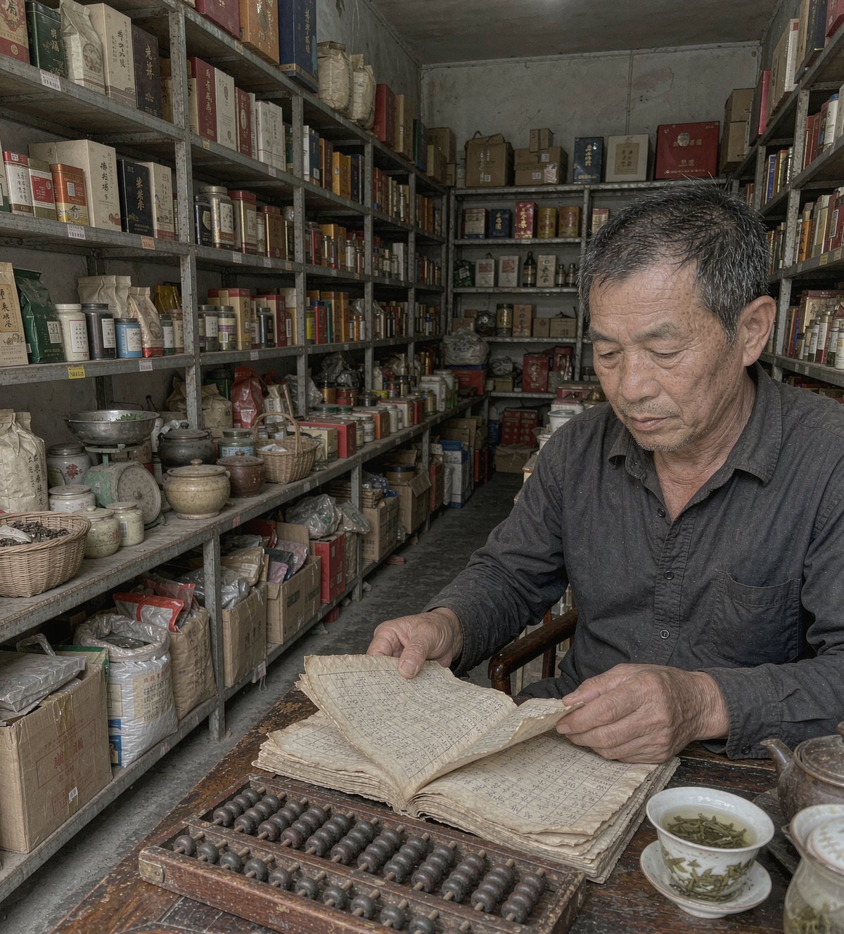 茶城的门店里,黄老板翻着三年的账本对比三条渠道