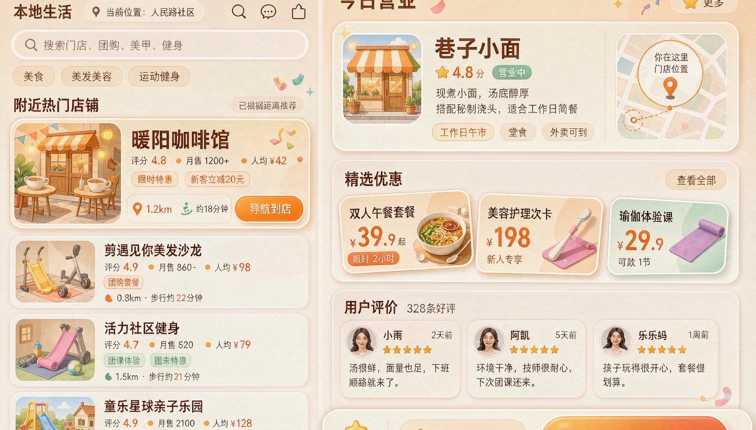 本地生活服务平台上的门店展示页