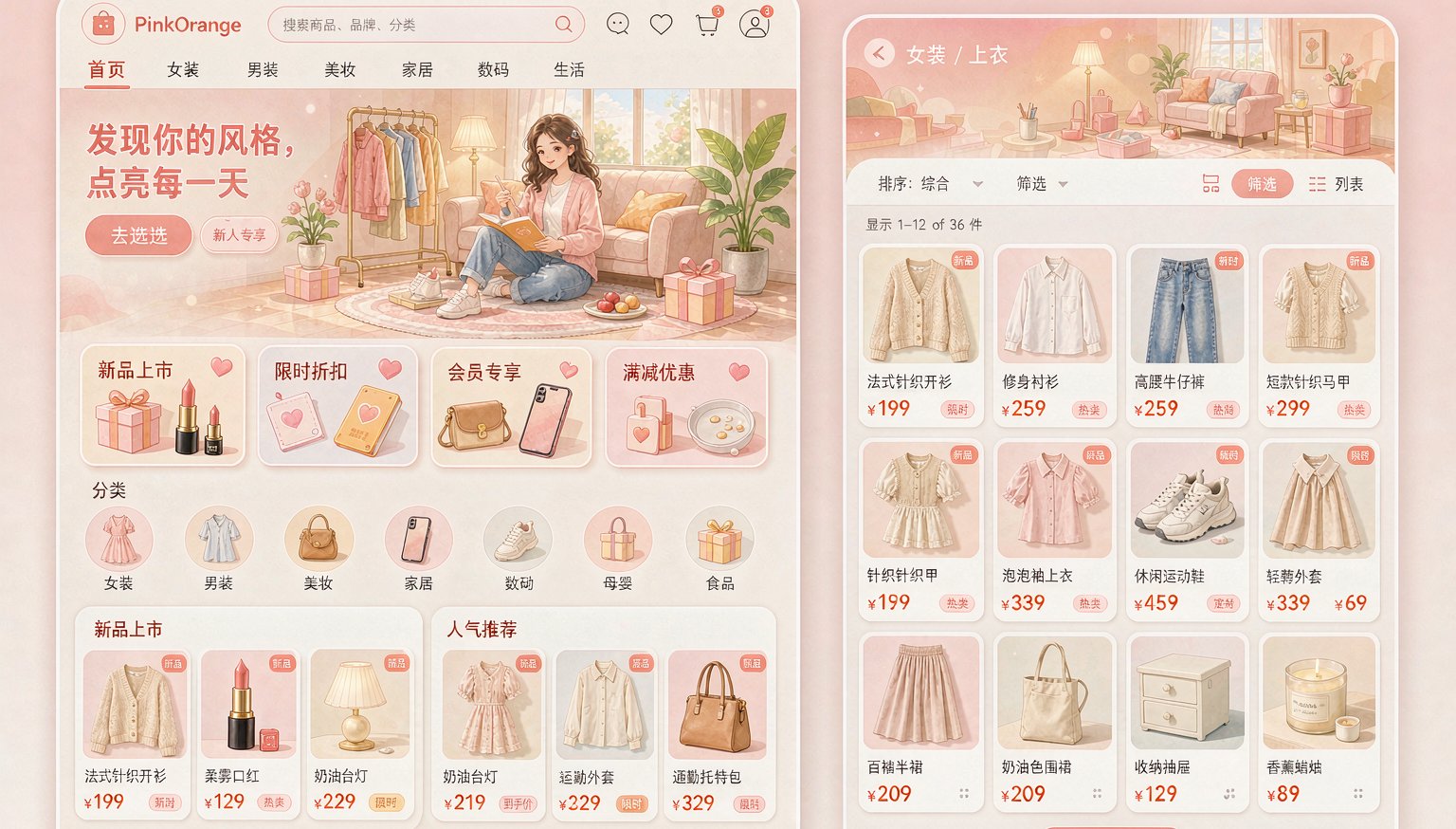 零售电商官网首页与商品列表