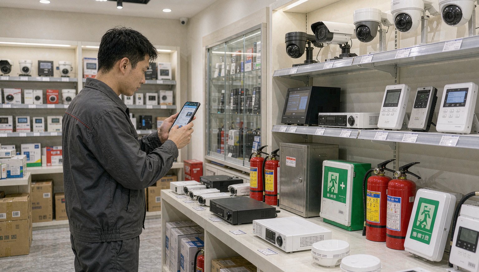 安防消防器材产品陈列,手机端浏览示意
