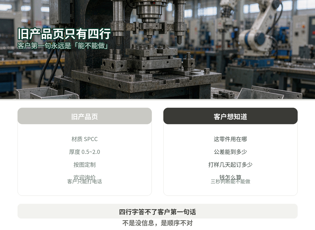 旧产品页的四个信息